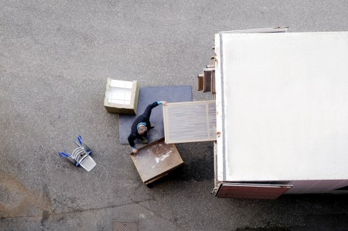 Cardboard and household items prepared for recycling and reuse
