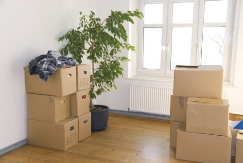 Moving day preparation with boxes and furniture in a Harringay home