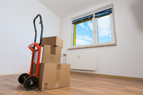 Packing boxes and furniture ready for a move in Harringay
